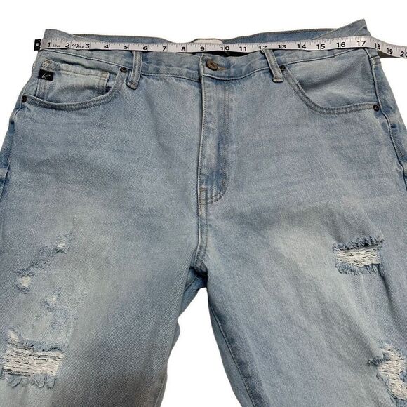 Kancan Sierra High Rise Straight Leg Distressed Jeans Women 15/31 Lightwash Blue - Picture 7 of 11